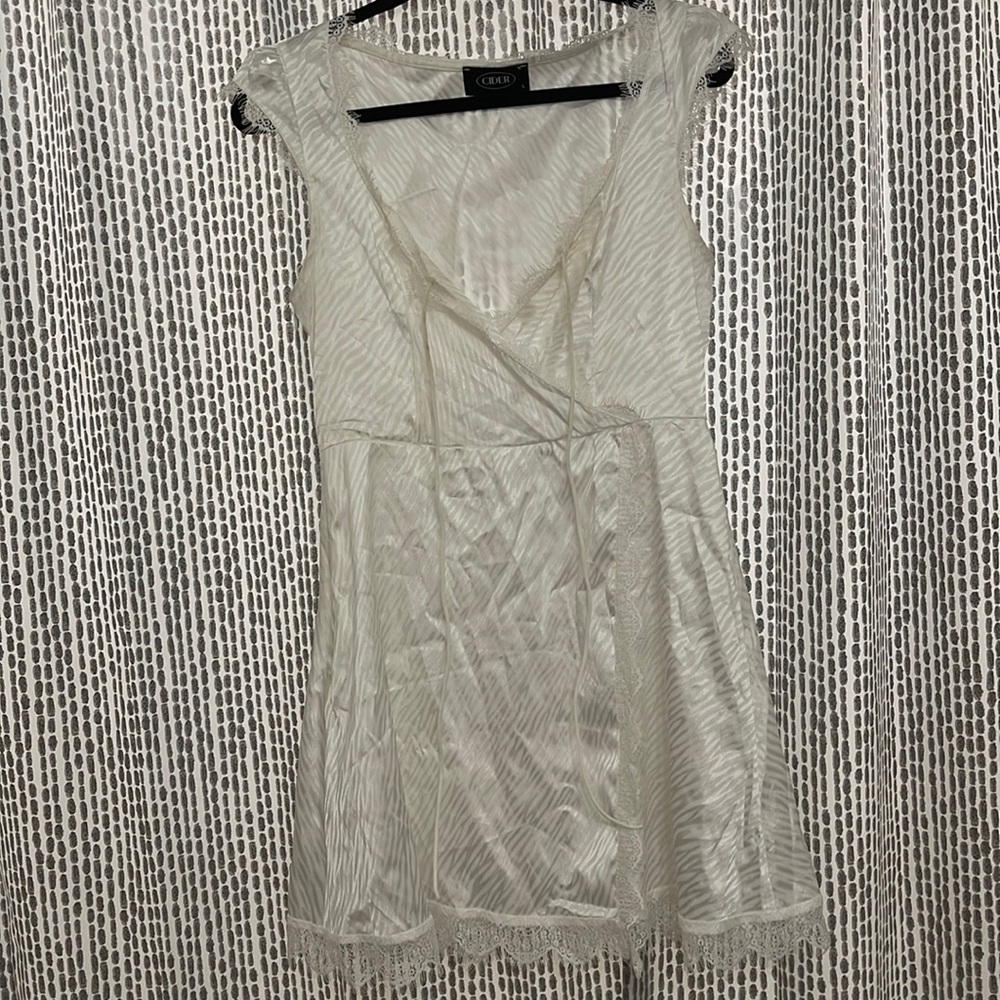 White Lace Trim Mini Dress